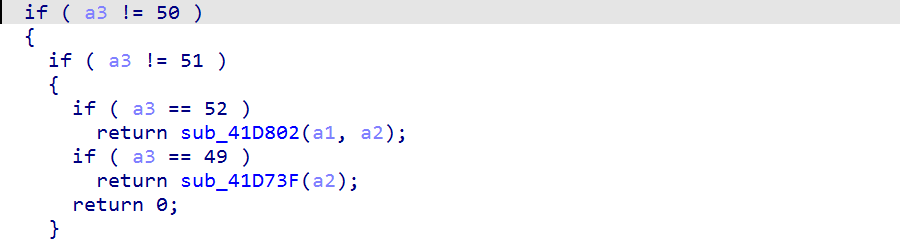 IDA view of collection path-mode branches for ASCII digits 4 and 1.