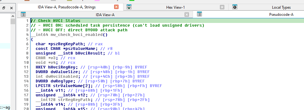 IDA Pro — HVCI check pseudocode