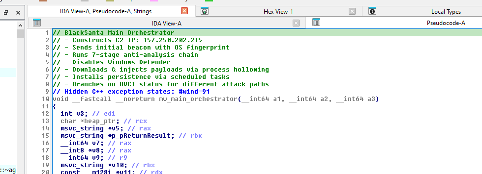IDA Pro — Main orchestrator pseudocode