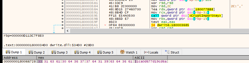 x64dbg — Encrypted strings in .rdata
