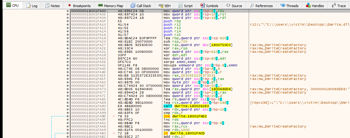 x64dbg — Main orchestrator with C2 IP construction