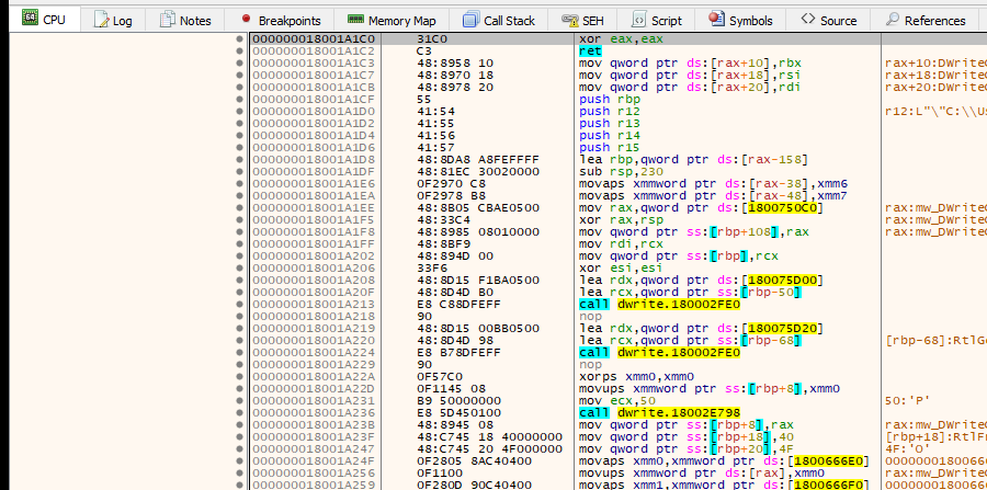 x64dbg — Russian locale check with bypass patch