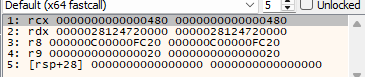 WriteProcessMemory entry arguments identify the child-process handle, remote allocation, local source buffer, and thirty-two-byte write length.