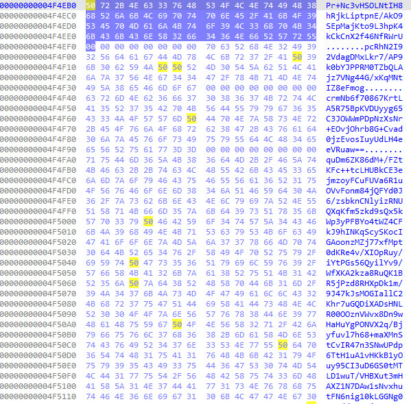 Figure 6: IDA hex view — encrypted config blobs in `.rodata` section