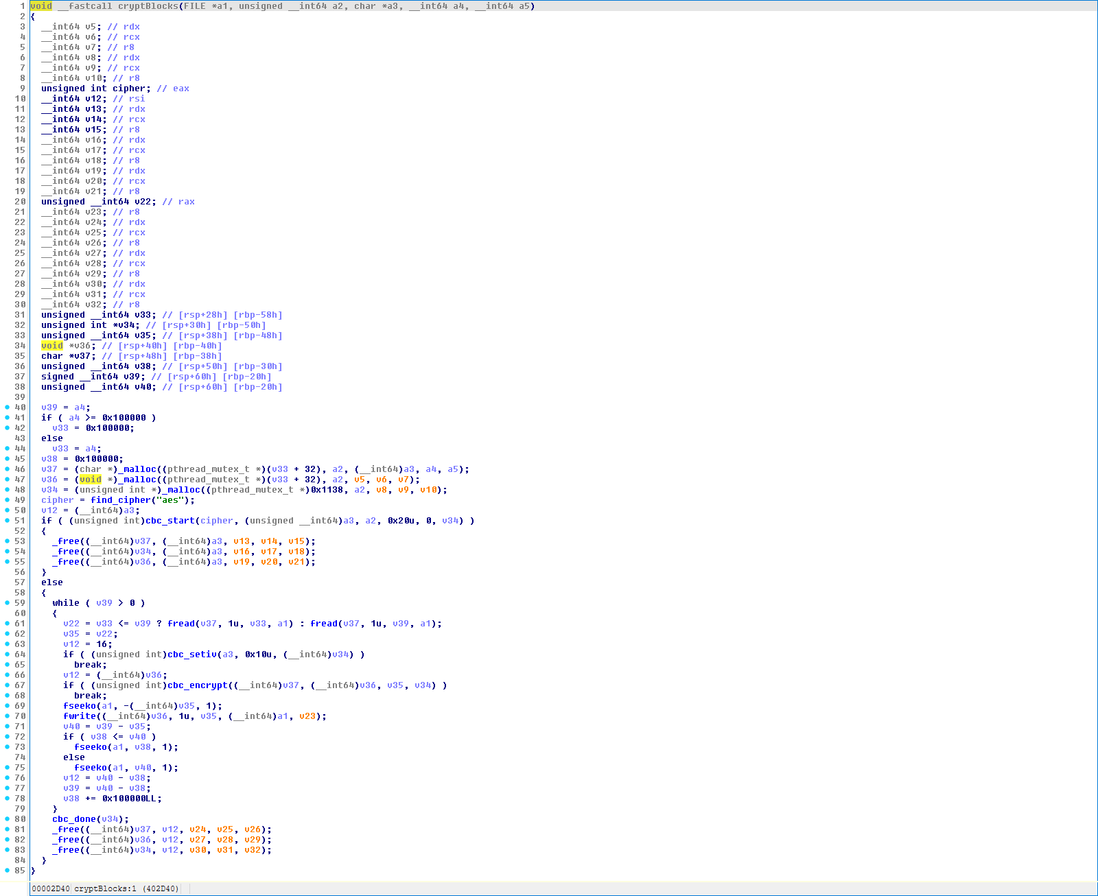 cryptBlocks() pseudocode