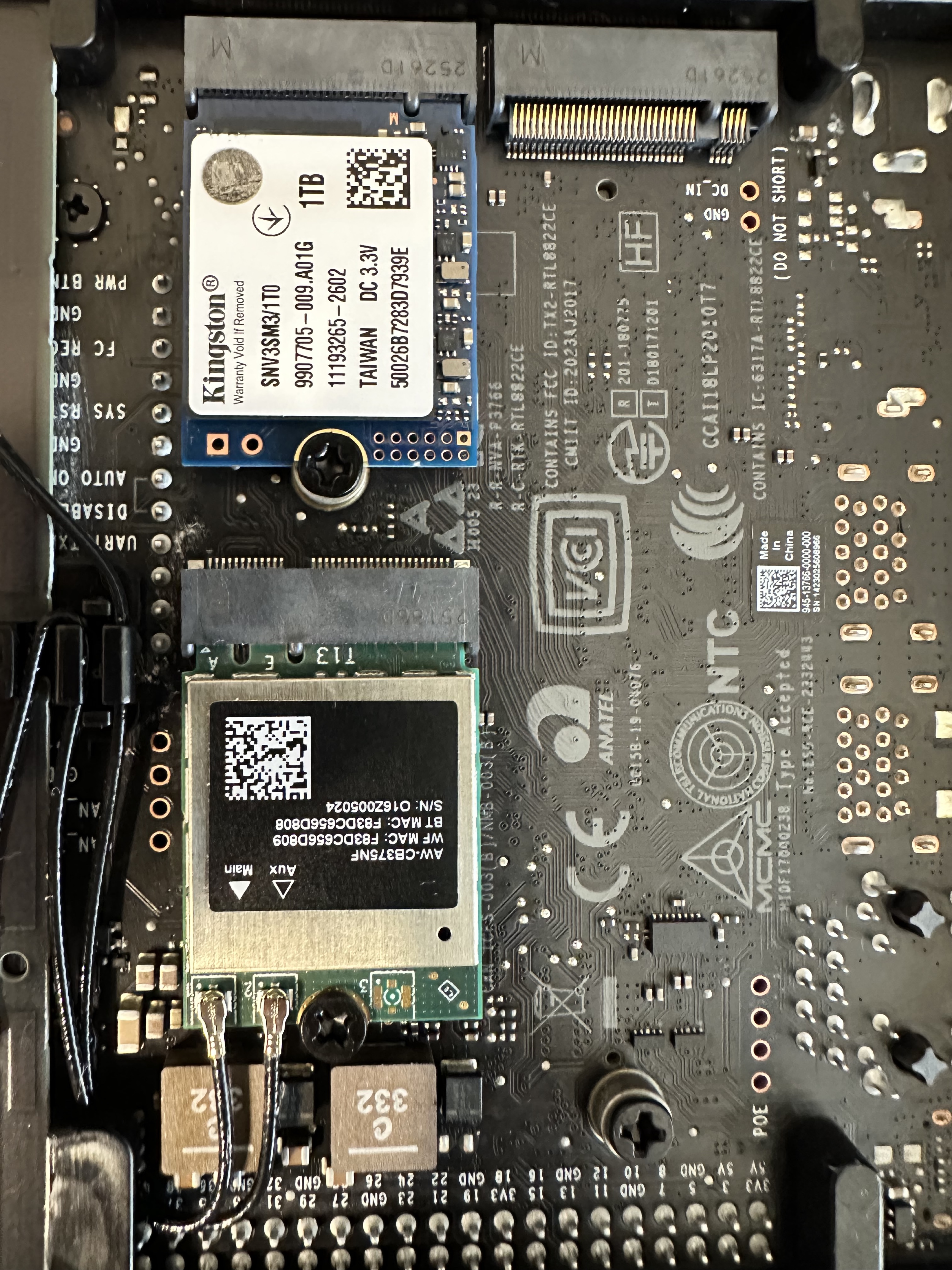 Kingston 1TB NVMe 2230 drive installed in the Jetson's M.2 slot