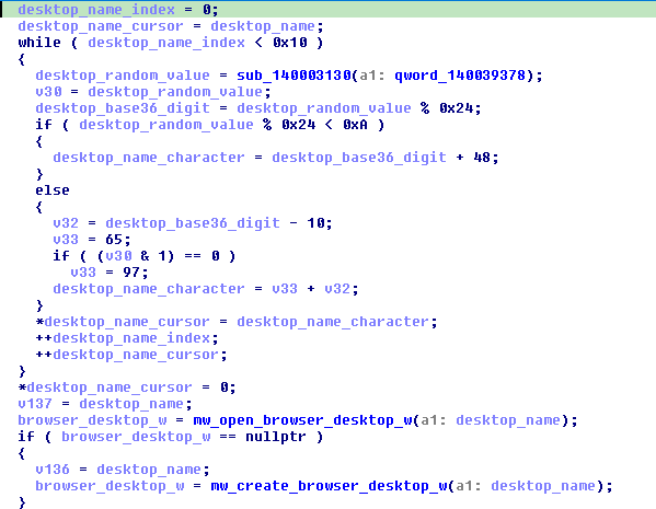 Random desktop-name generation with open-or-create fallback