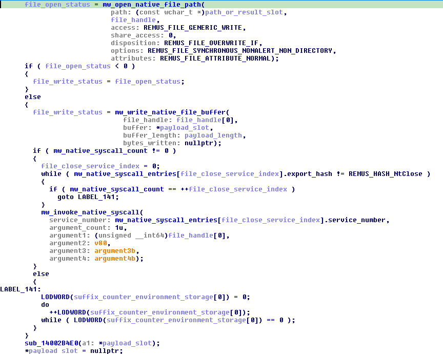 Decoded terminal buffer written to a native file then released