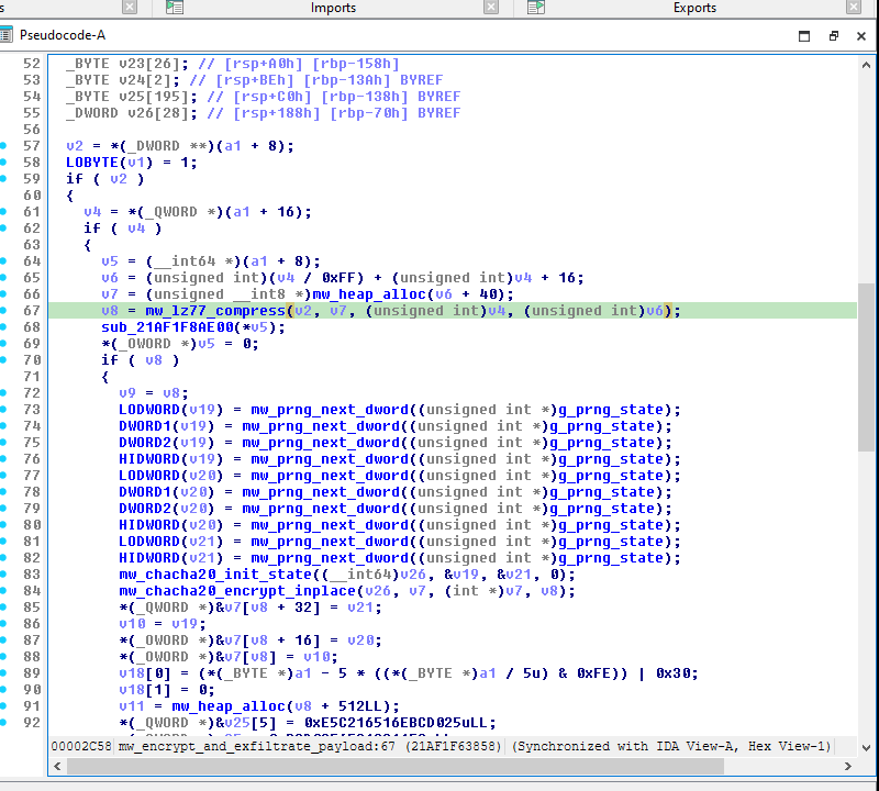 Figure 6 — IDA pseudocode of the encryption pipeline
