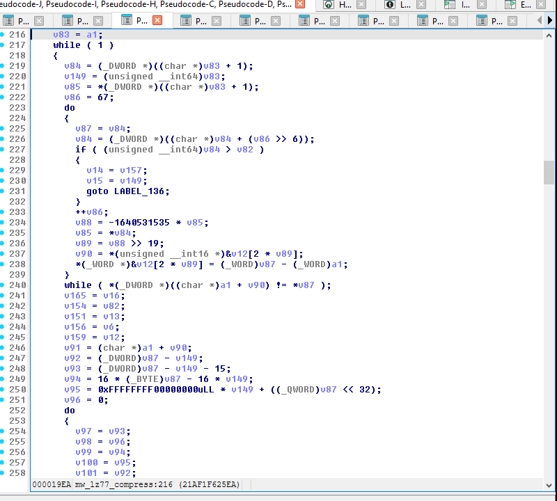 Figure 12 — mw_lz77_compress pseudocode