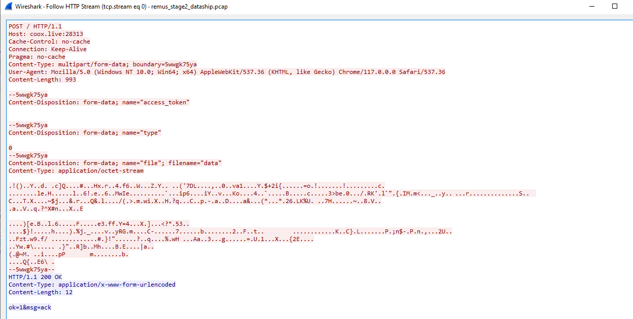 Figure 5a — Multipart data-ship on the wire