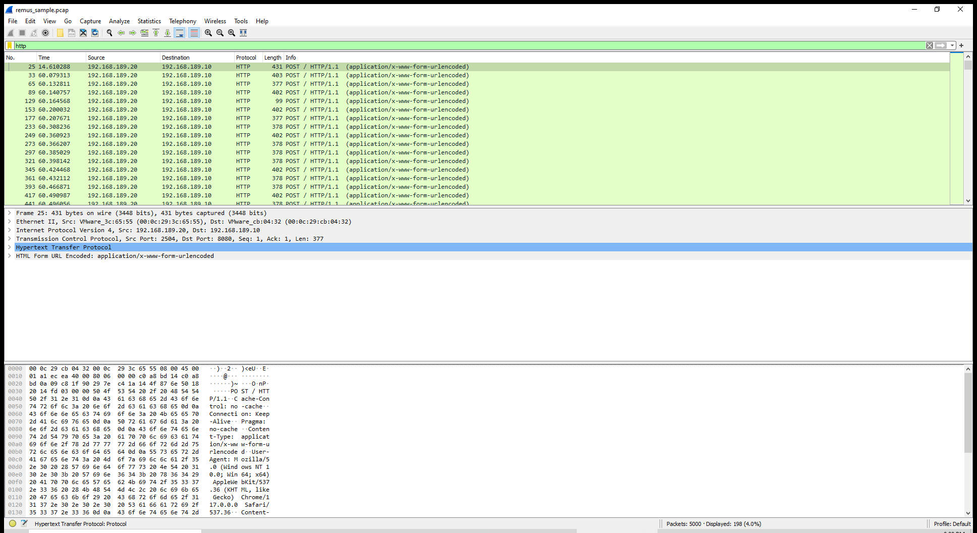 Figure 4 — HTTP-only filter over the same capture